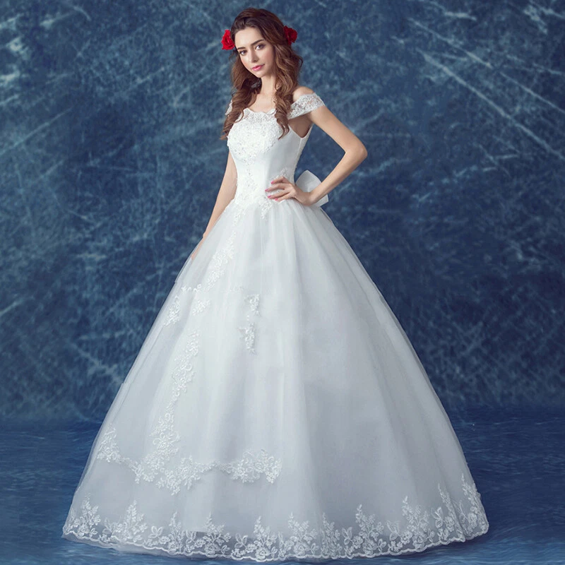 Sexy Vestido de Fiesta Para Mujer Funda Fuera del Hombro Manga Corta Encaje Desorden Hasta el Suelo Foto 4 de 4