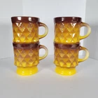 Set Of 4 | Vintage Anchor Hocking Fire King Kimberly Diamond Cups Mugs