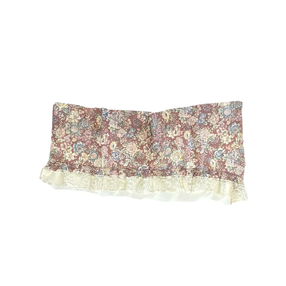 Juego Cortinas Cenefas Vintage Años 70 JC Penney Floral Encaje Volantes Rosa Raro Retro Foto 3 de 4