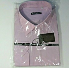 D1 ALEXANDER Men's Pink Striped Long Sleeve Dress Shirt 3XL 47/48