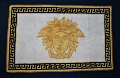 Gianni Versace, MEDUSA, Vintage Black Trim Carpet Bathroom Floor Mat, 49'' x 31''