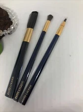 Estee Lauder 3 Pc Blush~Eyeshadow~Lip Brush Makeup Brush Set - Blue - New