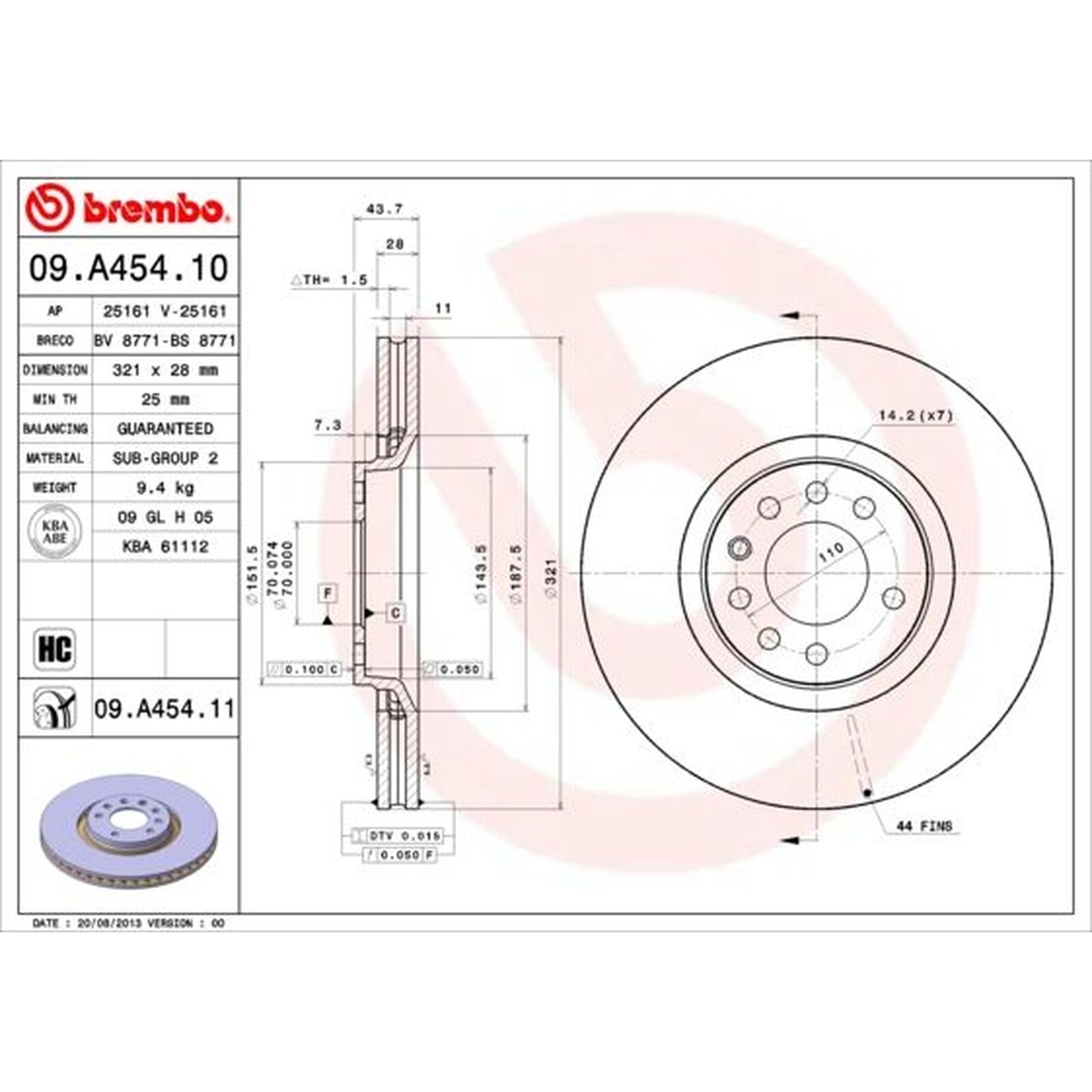 BREMBO UV Coated Brake Disc 09.A454.11