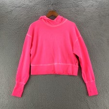 Joy Lab Cropped Hoodie Jacket Womens Small Neon Pink Pullvoer Hooded Casual
