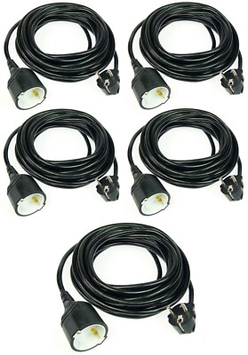 5x 7,5 m Verlängerungskabel Schuko Strom Verlängerung Kabel H05VV-F schwarz 7,5m
