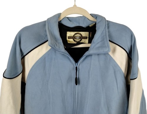 Chaqueta polar North End mediana azul y blanca con bolsillos seguros cremallera completa para dama - Imagen 4 de 8
