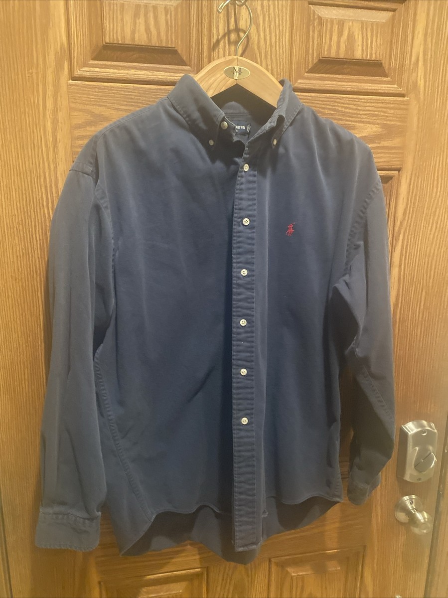 VINTAGE Ralph Lauren Shirt Men's Sz XL Blue Blaire Cotton