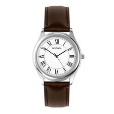 Sekonda Classic Men's 38mm Evans Watch with Brown Leather Strap & White Dial