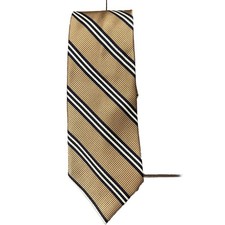 PAUL FREDRICK MEN’S GOLDEN BROWN STRIPED PREPPY CAREER TIE MADE IN USA