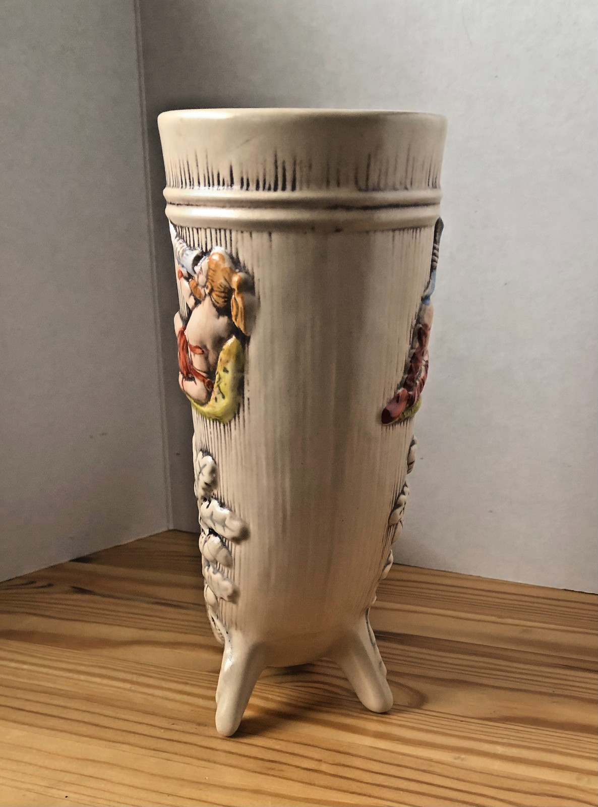 Vintage GERZ German Stoneware Ceramic Beer Viking Drinking Horn Stein