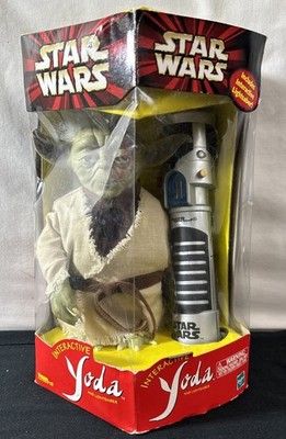 Vtg 2000 Interactive Yoda and Lightsaber - Tiger Electronics - Hasbro