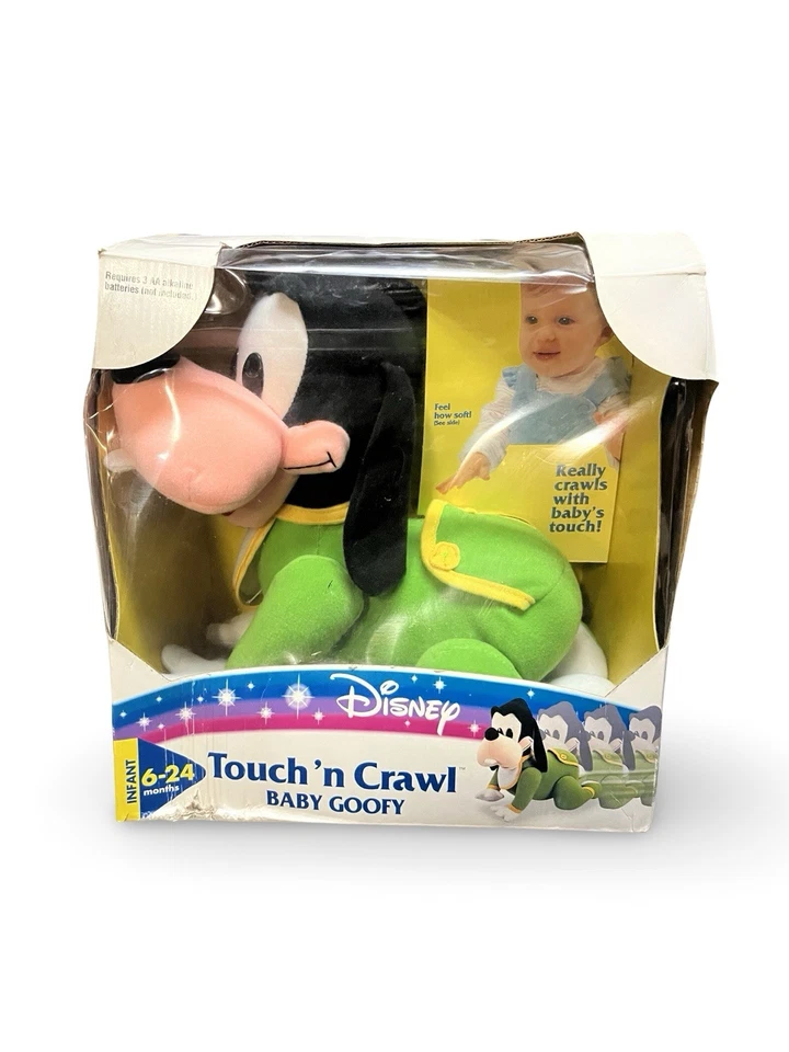 Muñeco de juguete electrónico Mattel 1995 Disney Baby Goofy Touch ’N Crawl NUEVO en caja Foto 2 de 4