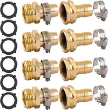 5 Set Garden Hose Repair Connector Kit with Clamps Fit for 3/4" or 5/8" Garde.