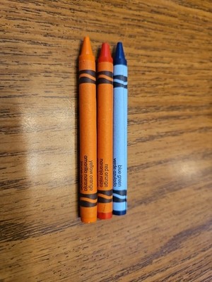 Lot Of 3 Retired Crayola Crayons, (Blue Green, Red Orange,Yellow Orange)