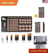 Modern Battery Storage Case with Portable Tester - Snap Closure, 110 Slot Design