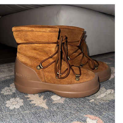 Moon Boot Brown Suede Lace-Up Ankle Snow Boots Round Toe US 4.5