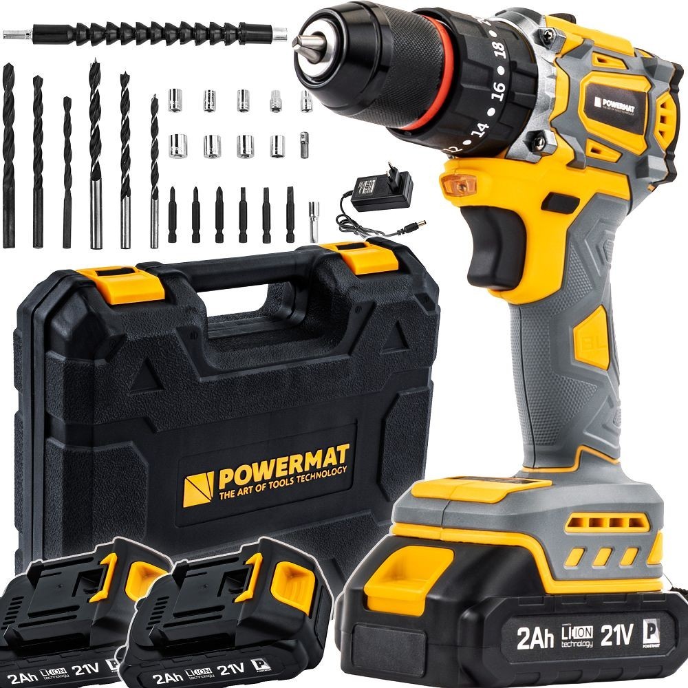 Trapano Avvitatore Brushless 21V con 2 Batterie e Kit
