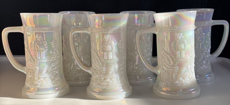  6 Vintage Milk Glass Beer Steins – Federal Glass Company 