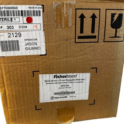 Case of 500 Fisherbrand FB0875713A Sterile 60mm x 15mm Polystyrene Petri Dish
