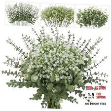 Mixed Greenery Artificial Eucalyptus Stems, Baby Breath 100 Green and White
