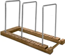 DKThor Acacia Wood Vinyl Record Storage Holder 80 LP Capacity Rack Brown 15x7x8