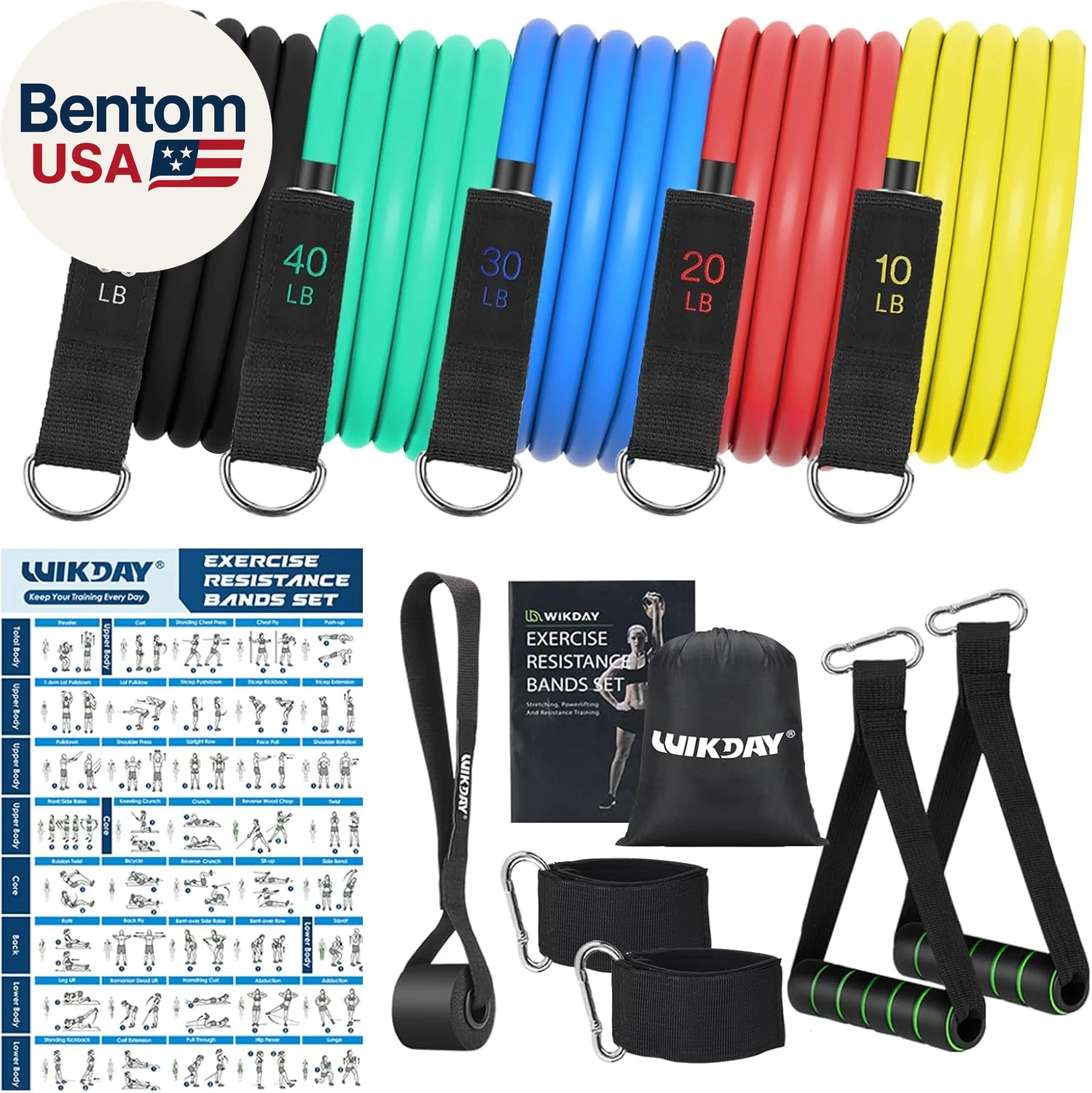 Exercise Resistance Bands with Handles for Working Out Workout Bands Set with Do