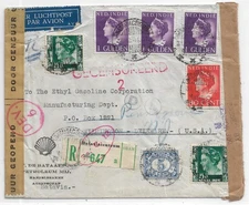 1942 Batavia, Dutch East Indies to Wilmington, De Registered, Airmail (C5725)