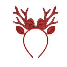 Christmas Antler Headband Glitter Reindeer Ears 1 Count Pack of 1 Red