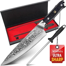 Chef Knife 8 Inch, Damascus Kitchen Knife,Ultra Sharp Chef'S Knives with 67-Laye