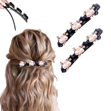 2 Pcs Sparkling Crystal Stone Braided Hair Clips, 2025 New Satin Fabric Hair Ban