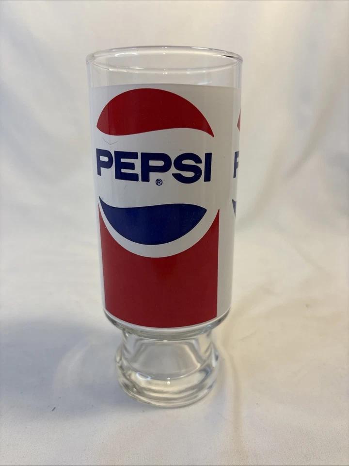 Vintage Pepsi-Cola 12 oz Footed Tumbler Soda Glass 6.5” X 2.75”in Double Graphic - Image 3 of 4