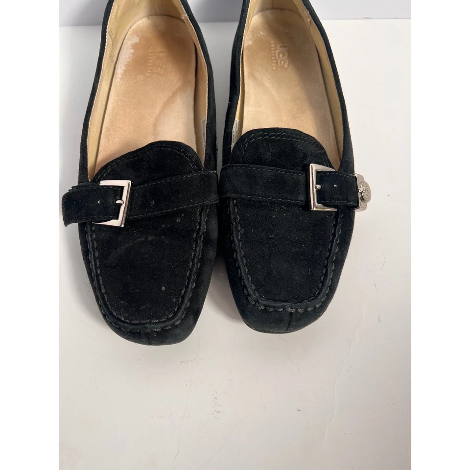 UGG Australia Women's Black Suede Leather Buckle Loafer Flat Shoes Size 8 - Image 3 of 4