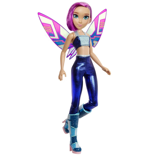 Winx Club Tecna Fee 10,5" Modepuppe rosa Haare blau Outfit abnehmbare Flügel - Bild 5 von 5
