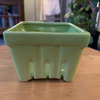 Home Essentials Textured Ceramic Green Berry Basket Farmhouse Decor