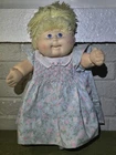 Vintage 80s Cabbage Patch Kids Doll Blonde Hair Blue Eyes flower dress