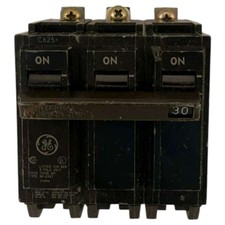 USED GE GENERAL ELECTRIC CIRCUIT BREAKER THQB32030 - 30A- 3 POLE UNIT 240V