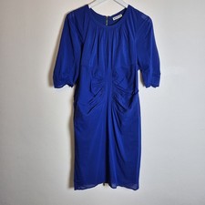 Whistles Size 14/16 Cobalt Blue Silk Blend Shift Dress Wedding Evening Cocktails