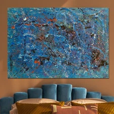 64”X44” Jackson Pollock style canvas ￼painting Acrylic,Abstract, Modern,Large