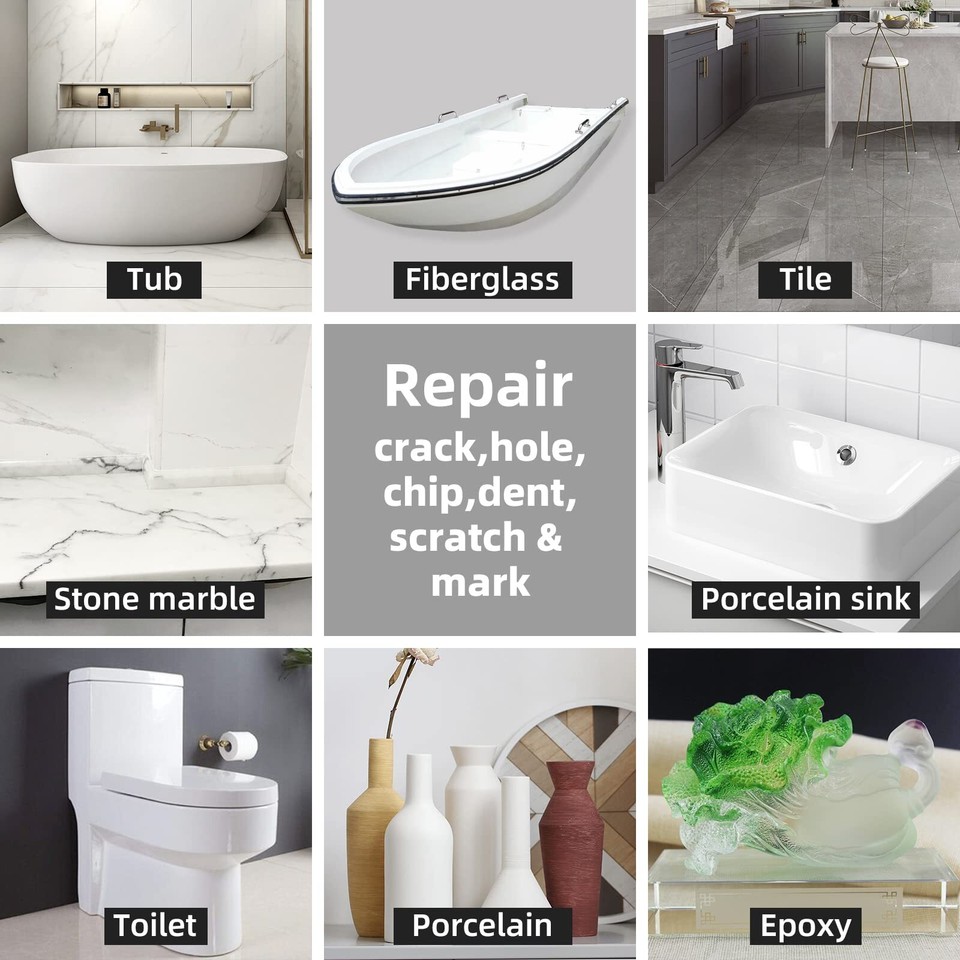 Tub and Fiberglass Shower Repair Kit (Color Match), 3.7oz Porcelain