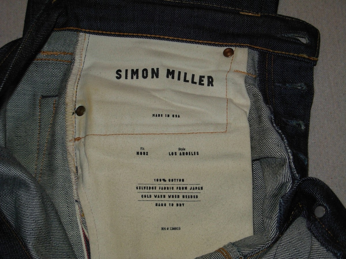 ‎^_^ Simon Miller Jean Mens 30x34 Style Los Angeles Selvedge Button Fly