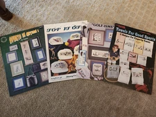 cross stitch leaflets/patterns, lot of 4, sports theme, Leisure Arts & misc.