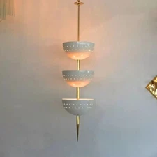 Stilnovo Style Pendant | 3-Cup Brass Spike Light | Mid Century Modern Fixture