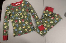 The Children's Place Christmas Monsters Size 8 Cotton Sleeper Pajamas Green