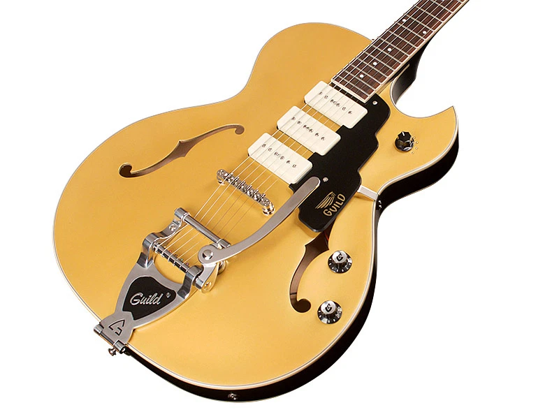 Guitarra Eléctrica Guild Semi-Hueca Starfire I Jet90 con Trémolo, Oro Satinado Foto 4 de 4