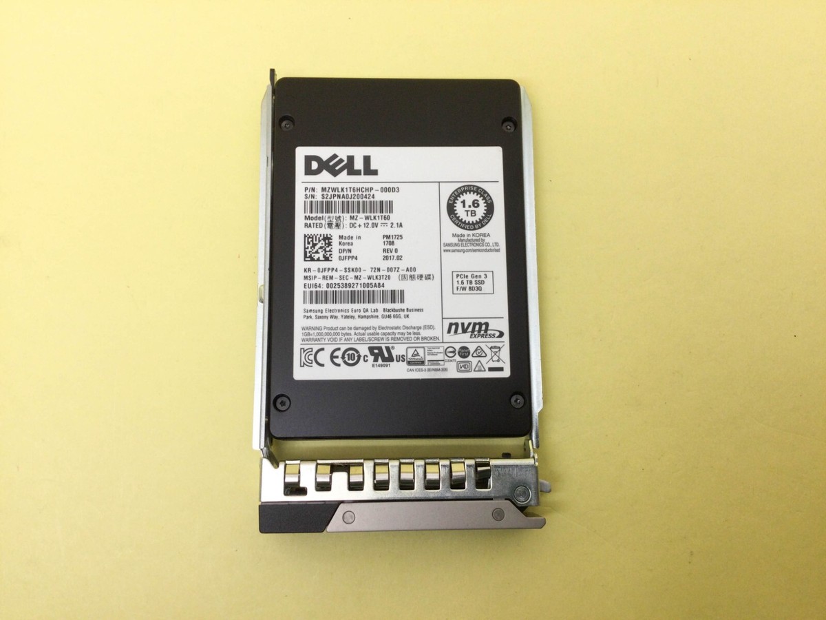 JFPP4 Dell Samsung PM1725 1.6TB PCIe NVMe 2.5'' Internal SSD