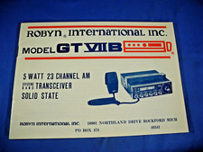 ROBYN INTERNATIONAL Model GT VIIB 23 Ch. CB Transceiver Original Owners Manual