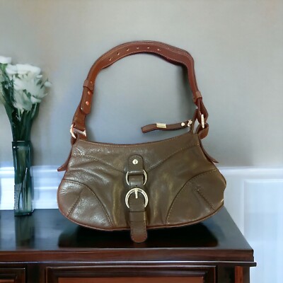 Coccinelle B.A.G. Brown Leather Studded Crossbody To Shoulder Handbag Silver Acc