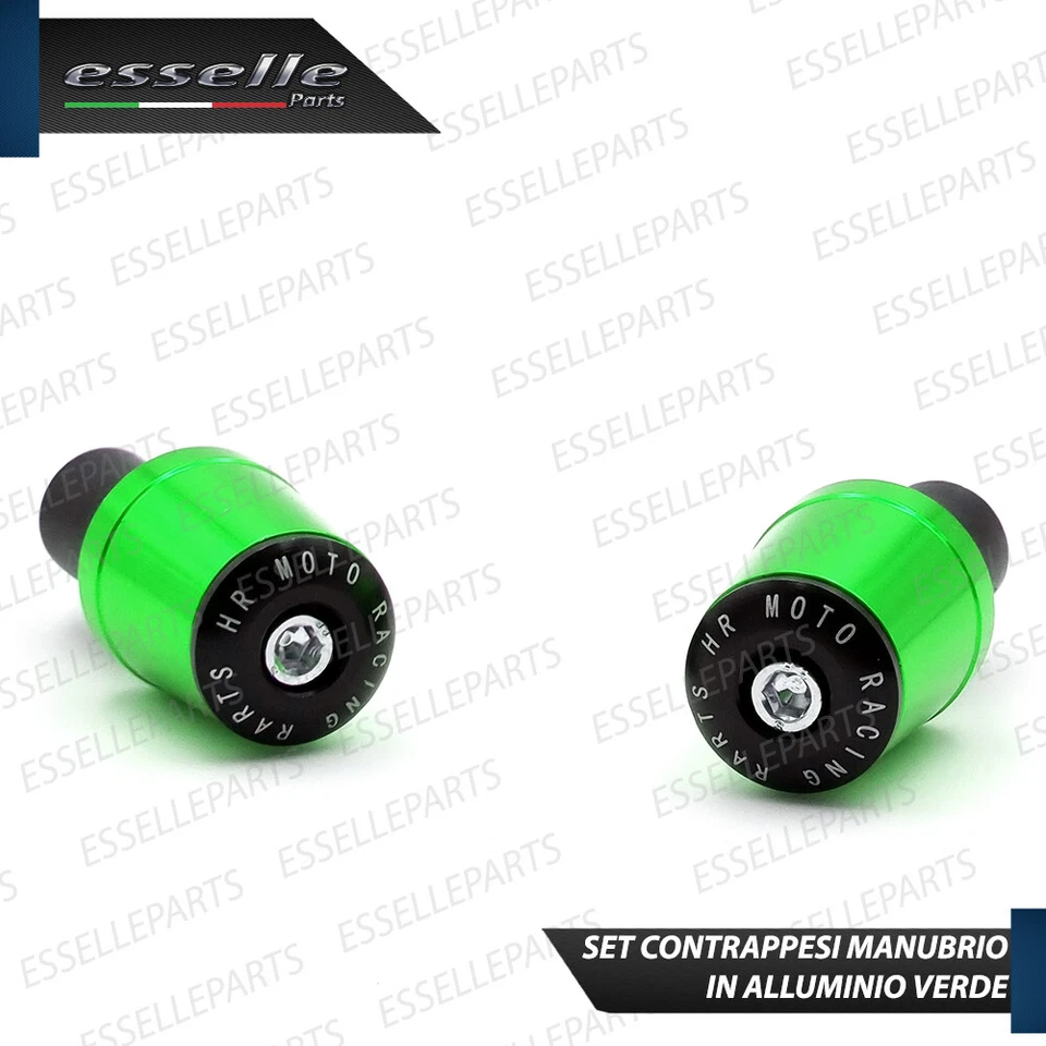 2X CONTRAPPESI MANUBRIO BILANCIERI STABILIZZATORI MOTO SCOOTER ALLUMINIO VERDE - Immagine 3 di 4