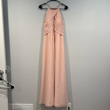 Morilee Madeline Gardner Light Pink Halter Top Maxi Formal Dress - Size 14