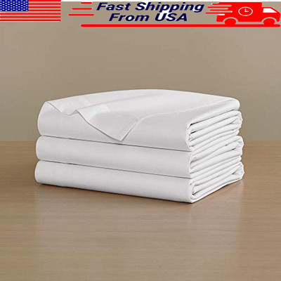 Percale Top Sheet King 100% Cotton Soft Cool Breathable Hotel Bedding Durable US